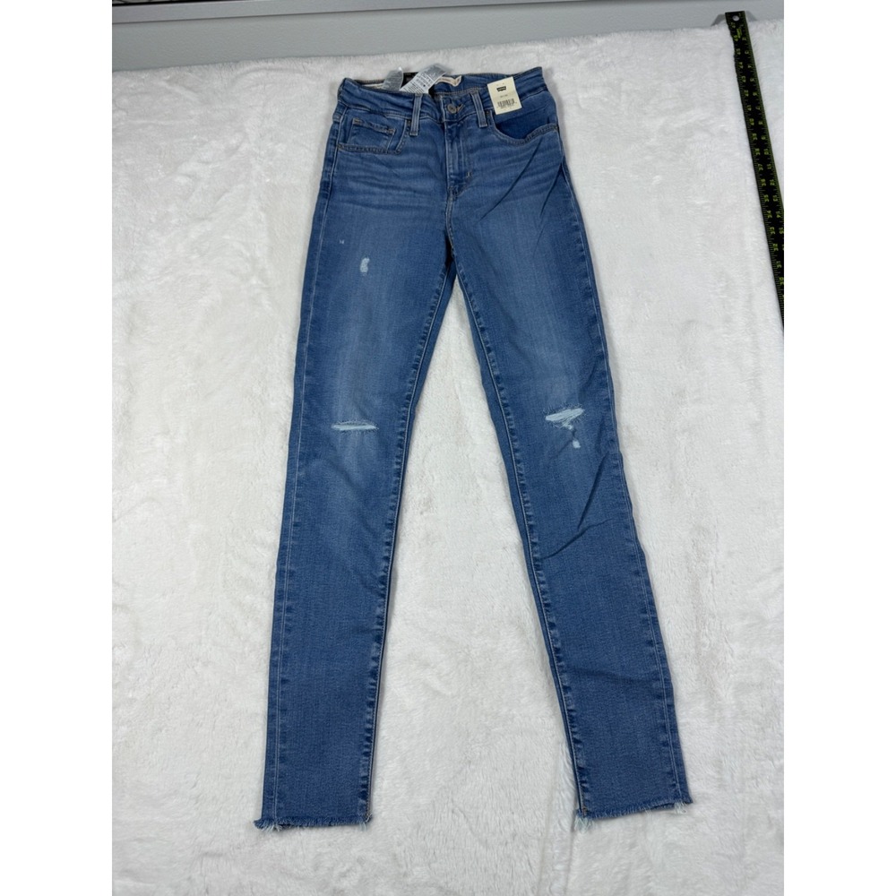 Levi's 721 Women's High Rise Skinny Jeans Blue Size 25 x 30 Distressed Raw Hem